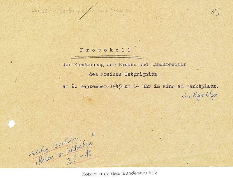 Stiftung Archiv der Parteien und Massenorganisationen im Bundesarchiv BArch (SAPMO), NY 4036/684 (Nachlass Wilhelm Pieck), Bl. 15r.