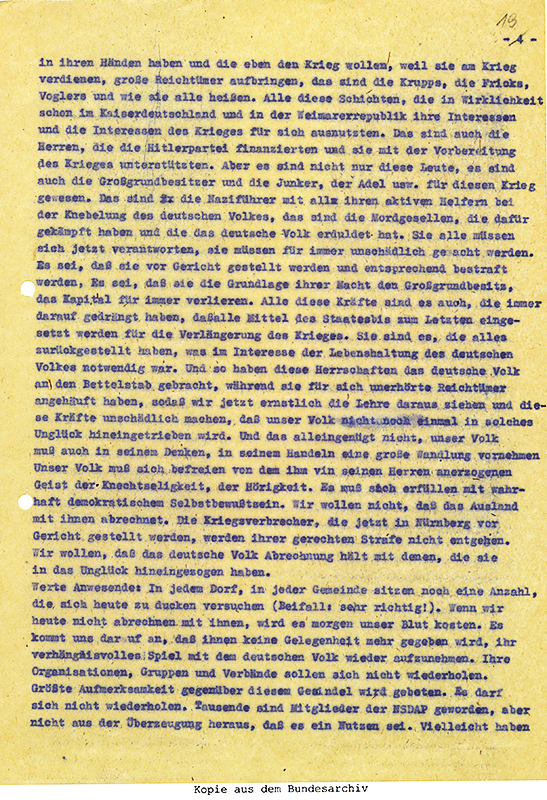Stiftung Archiv der Parteien und Massenorganisationen im Bundesarchiv BArch (SAPMO), NY 4036/684 (Nachlass Wilhelm Pieck), Bl. 19r.